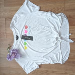 BEBE white blouse with heart decorations